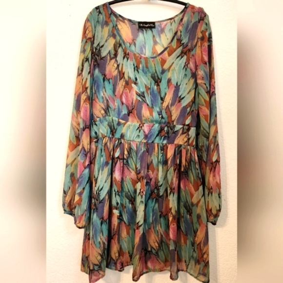 The Langford‎ Line Feather Design Long-Sleeve Dress, Size L - Picture 1 of 6